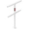 Protective railing | Steel tube  48 mm | Fixed postto be fixed by plugs | Middle post | hot-dip galvanized and white coatedwith red reflecting stripes